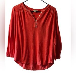 Women's Red Button-Up Top